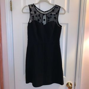 Black Party Dress Sheer Sleeveless Polka Dot